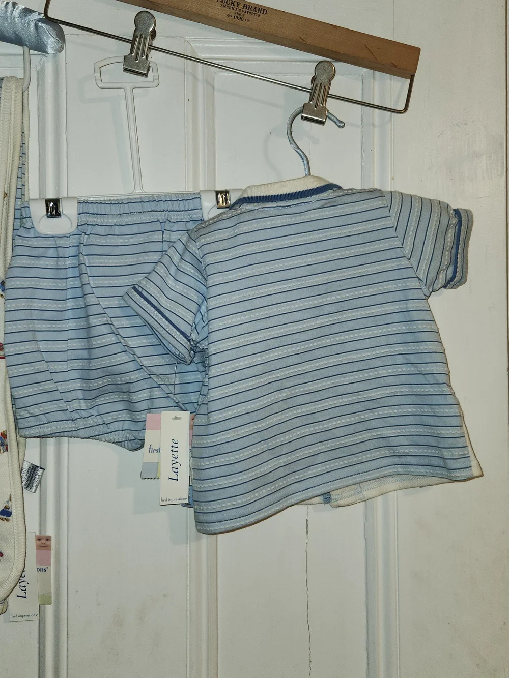 First Impressions Light Blue Striped Kids Pajama Set with Blanket